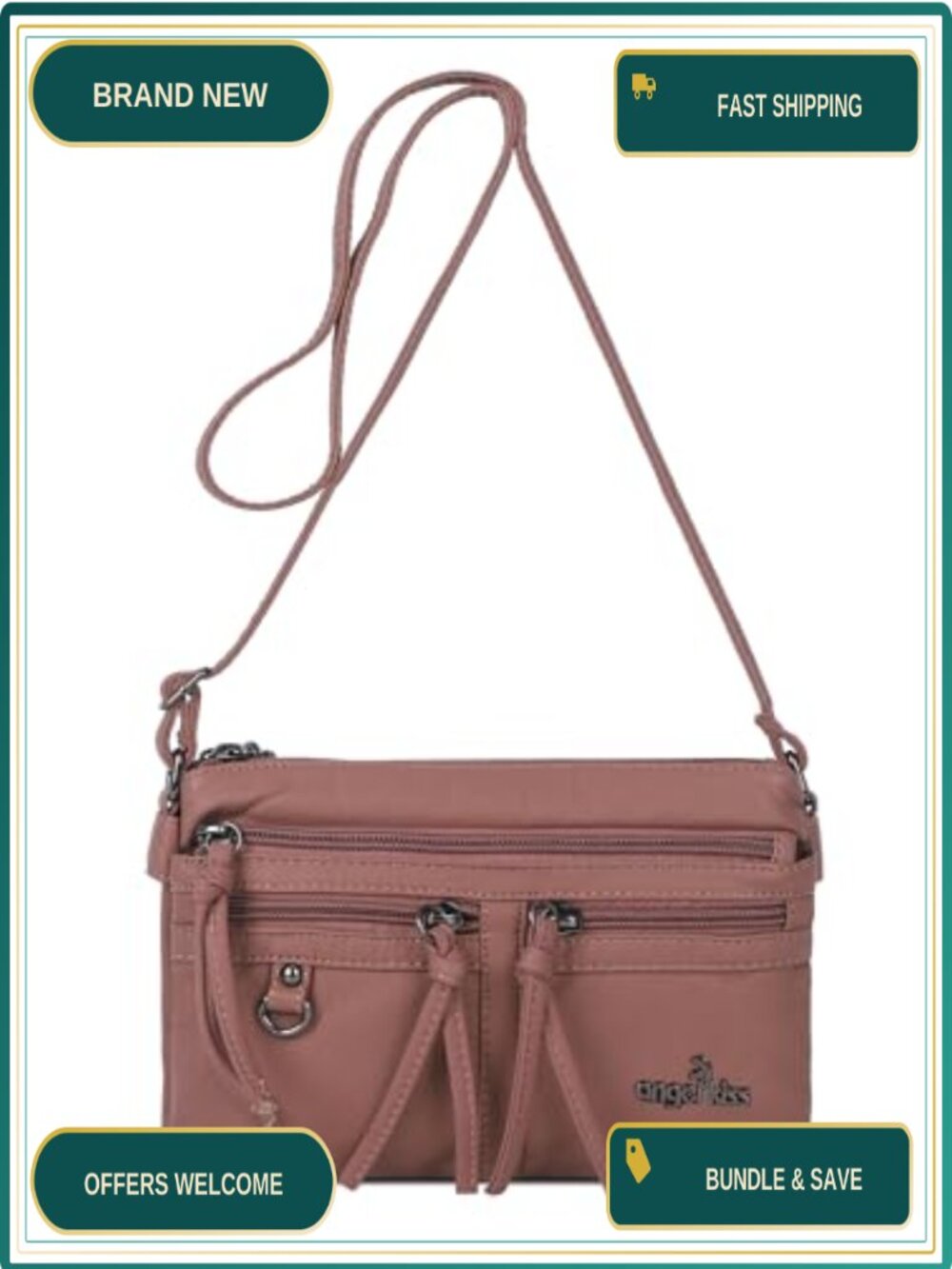 Small Crossbody Bag for Women Vegan Leather Purse Triple Compartments Shoulder